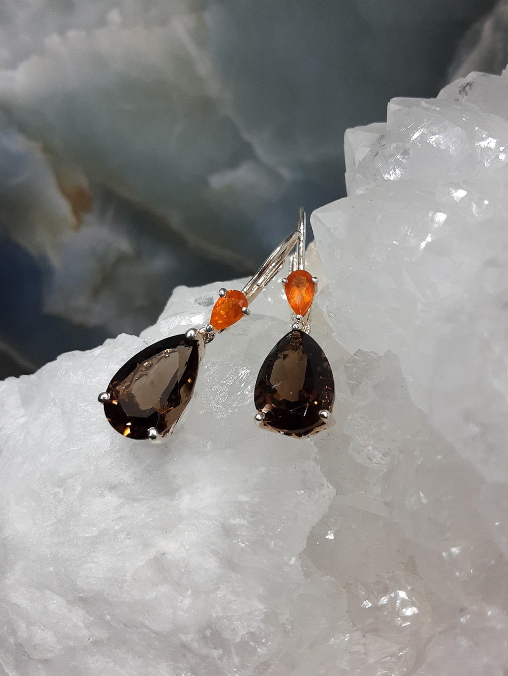 925 Smoky Qyartz Drop Earrings.